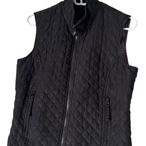 Outback Trading Co Black Microsuede Grand Prix Quilted Vest Paisley Lining Small
